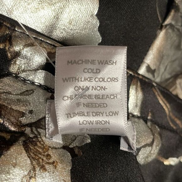 Avenue Metalic Floral Roses Pull On Pencil Skirt Black Gold Silver Women’s 14/16 - Picture 9 of 9